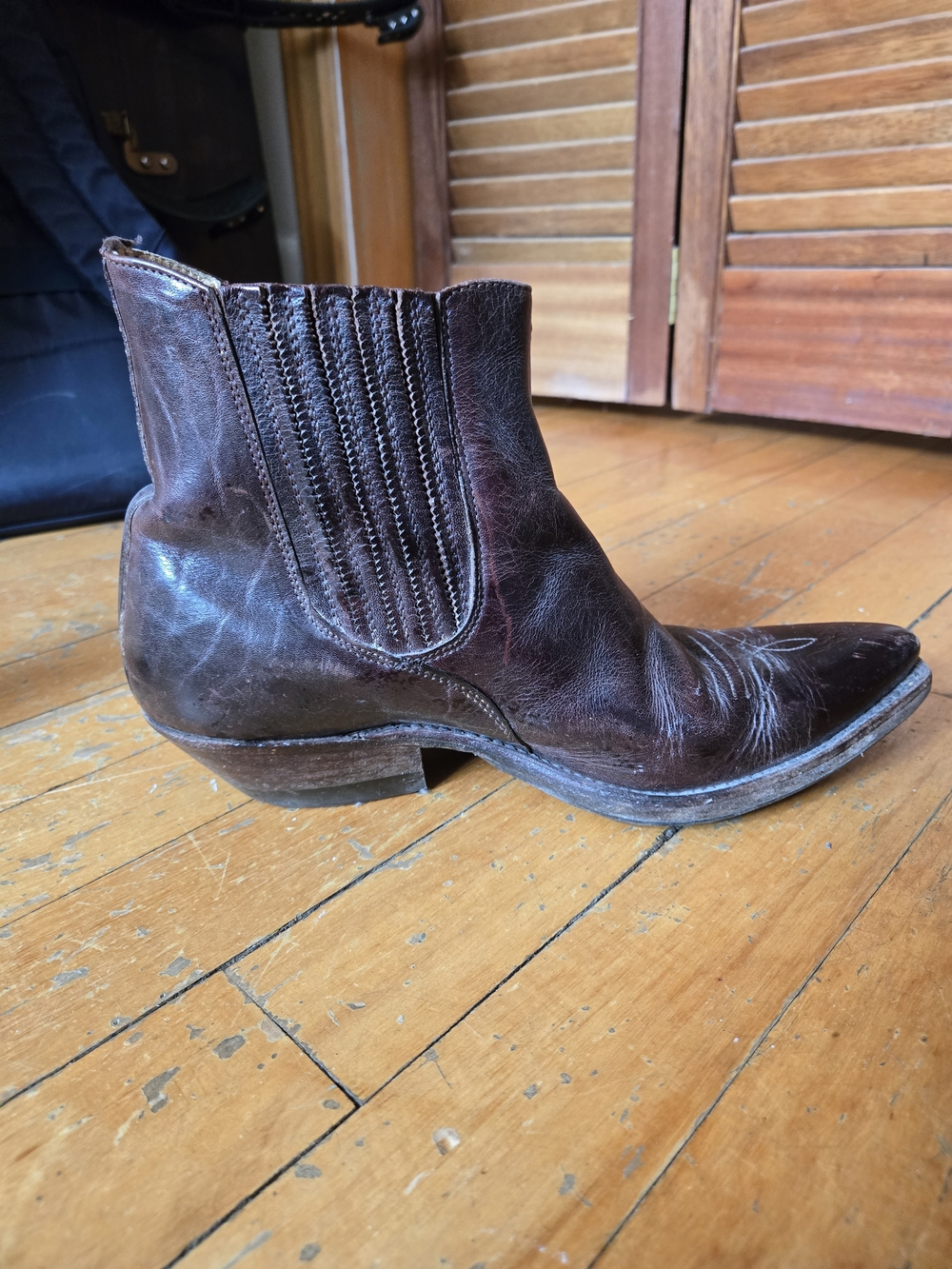 Brown Leather Sena Western Ankle Boots - Made In Spain - Picture 2 of 7